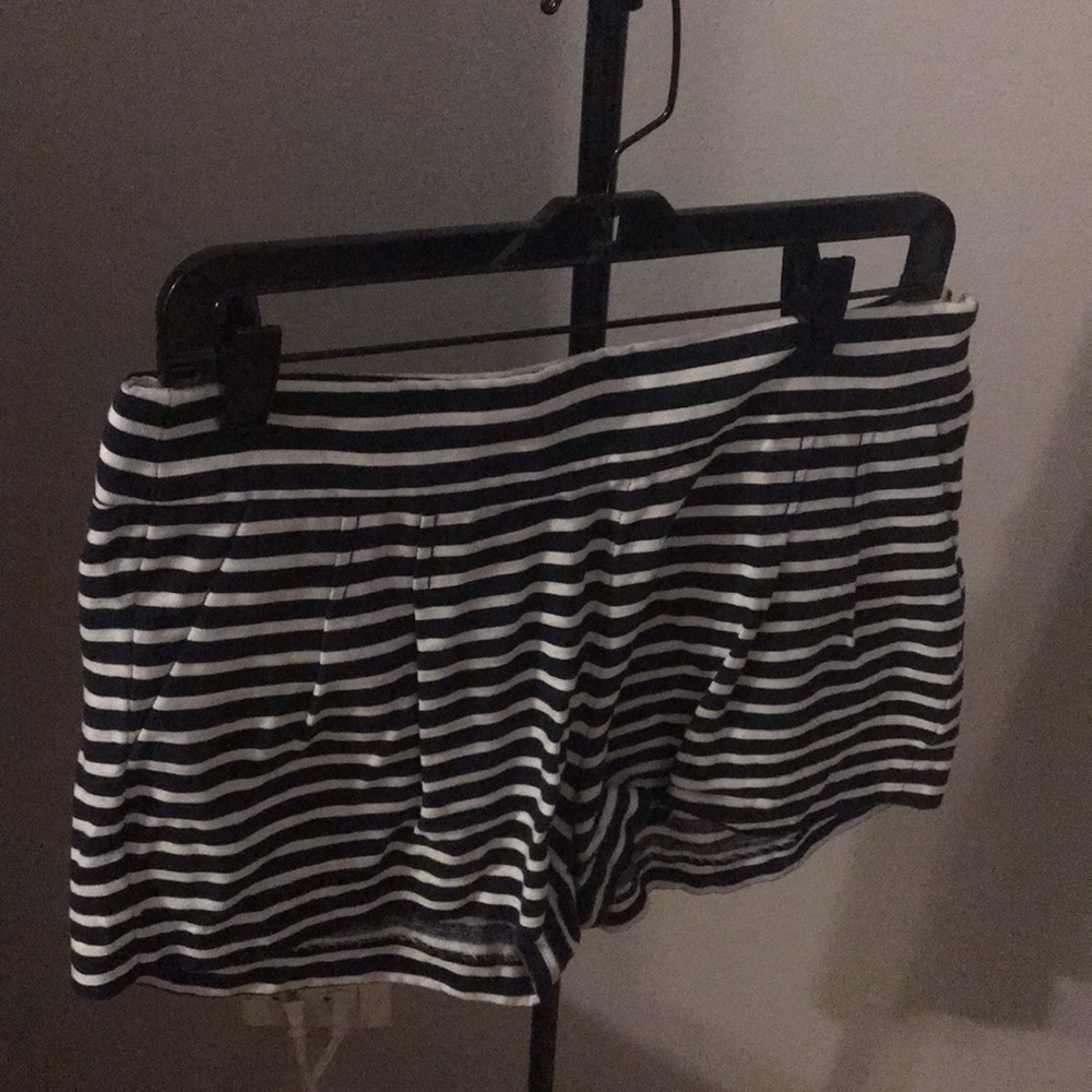 Navy and white striped shorts